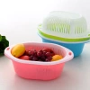 Factory direct sales: Oval-shaped double-layer fruit baskets, draining baskets, kitchen storage frames, multi-functional vegetable washing baskets, gift baskets details Picture
